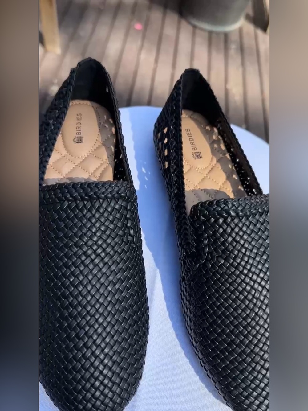Birdies The Starling 20 Black Openweave Raffia Loafers Women’s 9 NWoT
